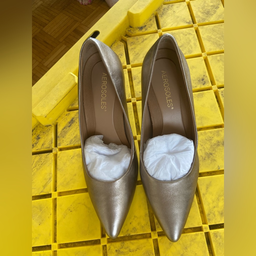 Aerosoles Pointed Toe Metallic Leather Pumps